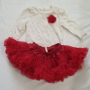 ❤Cherokee 6-9 month Baby Girl Red & White 2 Piece